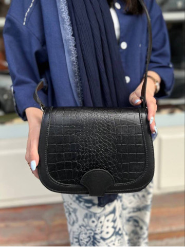 کیف چرم لنگری مشکی بزرگ 