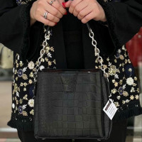 کیف چرم شین مشکی سنگی