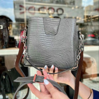 کیف چرم شین طوسی لیزارد