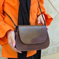 کیف چرم پروانه دو طبله قهوه ای صاف/فلوتر