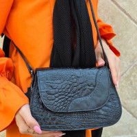 کیف چرم پروانه دو طبله مشکی تمام کروکو