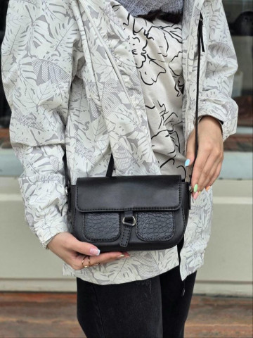 کیف چرم دو جیب مشکی صاف