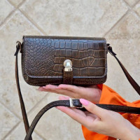 کیف چرم نگار قهوه ای ابر و بادی سنگی