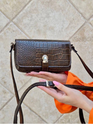 کیف چرم نگار قهوه ای ابر و بادی سنگی