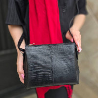 کیف چرم سه طبله کوچک مشکی لیزارد