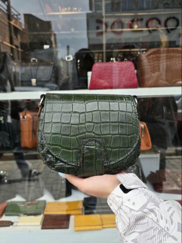 کیف چرم فنجول سبز ابروبادی سنگی