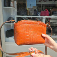 کیف چرم لچک عسلی نارنجی سنگی کوچک
