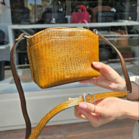 کیف چرم لچک عسلی زرد لیزارد کوچک