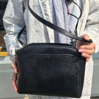 کیف چرم لچک مشکی لیزارد بزرگ