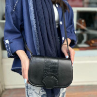 کیف چرم لنگری مشکی کوچک