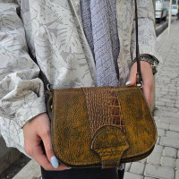 کیف چرم لنگری عسلی فندوقی دارچینی کوچک