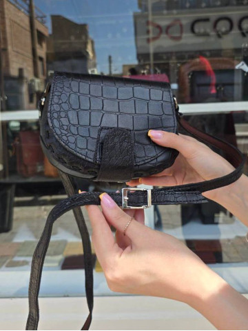 کیف چرم فنجول مشکی سنگی