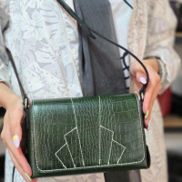 کیف چرم الماس سبز سنگی