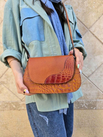 کیف چرم پروانه دو طبله عسلی سنگی/صاف