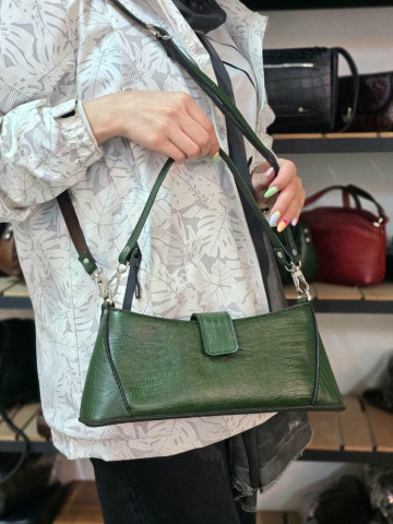 کیف چرم ملور سبز لیزارد