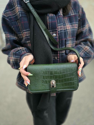 کیف چرم نگار سبز سنگی