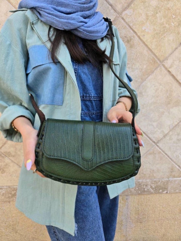   کیف چرم درب پروانه سبز لیزارد