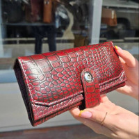 کیف پول نیلوفر زرشکی سنگی