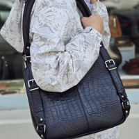 کیف چرم هشت حلقه مشکی سنگی