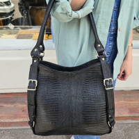 کیف چرم هشت حلقه مشکی لیزارد