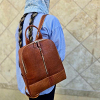 کوله چرم رایا عسلی لیزارد