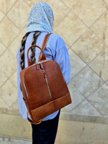 کوله چرم رایا عسلی لیزارد