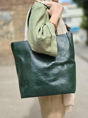 کیف چرم ترنم سبز لیزارد