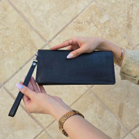 کیف چرم دور زیپ مشکی فلوتر