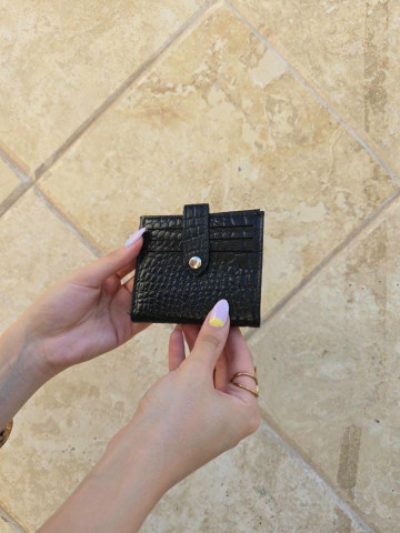 جاکارتی چرم دکمه دار مشکی سنگی