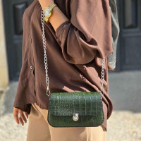 کیف چرم نگین سبز سنگی