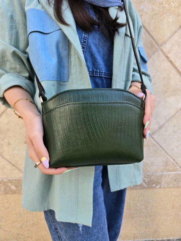 کیف چرم لچک سبز ابر و بادی لیزارد کوچک