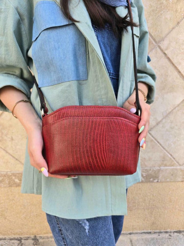 کیف چرم لچک قرمز زرشکی لیزارد کوچک