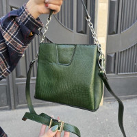 کیف چرم شین سبز لیزارد