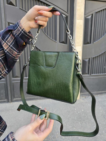 کیف چرم شین سبز لیزارد