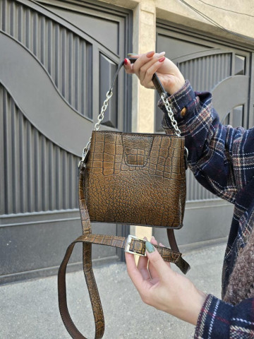 کیف چرم شین قهوه ای عسلی ابر و بادی سنگی