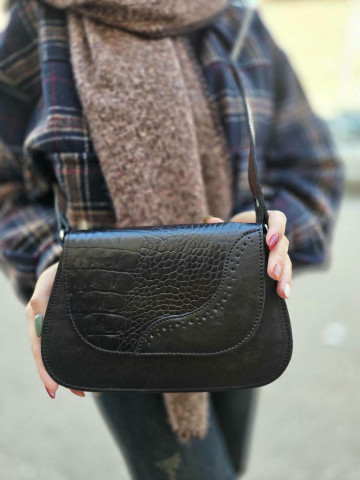 کیف چرم پروانه دو طبله مشکی سنگی/صاف