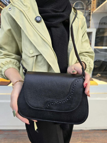 کیف چرم پروانه دو طبله مشکی فلوتر