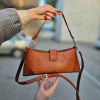 کیف چرم ملور عسلی نارنجی لیزارد