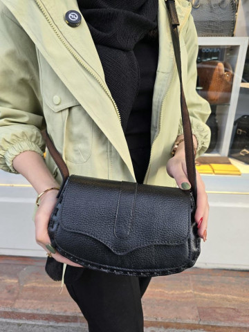 کیف چرم درب پروانه مشکی تمام فلوتر