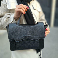 کیف چرم آرام مشکی پولک ماهی