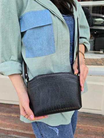 کیف چرم لچک مشکی لیزارد کوچک