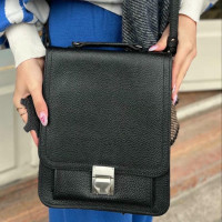 کیف چرم دانشجویی میانه رمزدار مشکی فلوتر