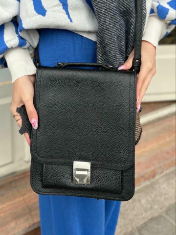 کیف چرم دانشجویی میانه رمزدار مشکی فلوتر