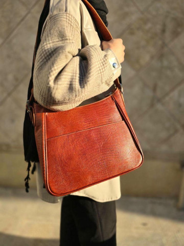 کیف نیلو عسلی لیزارد