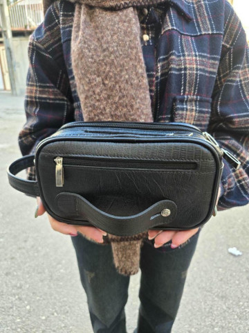 کیف چرم شوز بگ مشکی لیزارد