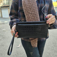 کیف چرم امید مشکی سنگی