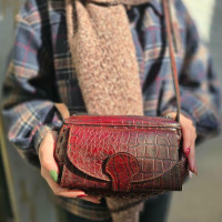 کیف چرم نورا زرشکی سنگی