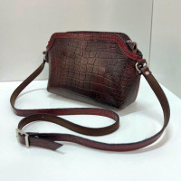 کیف چرم آیسان زرشکی سنگی