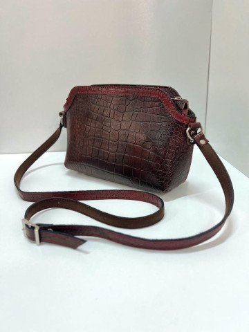 کیف چرم آیسان زرشکی سنگی