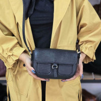 کیف چرم دو جیب مشکی لیزارد